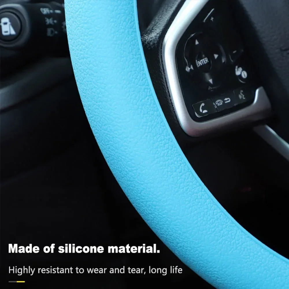 Car Silicone Steering Wheel Cover Summer Universal Elastic Glove Cover Texture Soft Multi Color Auto Decoration DIY Accessories