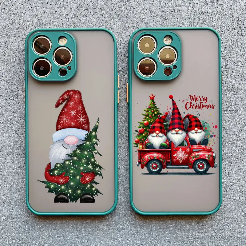Weihnachtliche Baum- und Weihnachtsmann-Handyhülle für iPhone 17 16 15 14 13 12 11 Pro Max Mini XS XR X Plus – Stoßfeste Landschafts-Schutzhülle