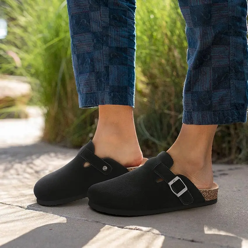 قباقيب من جلد الغزال الأصلي من Pallene للنساء والرجال صنادل من الفلين مع دعم قوس للصيف للزوجين البغال الجلدية الخارجية قباقيب من جلد الغزال الأصلي من Pallene للنساء والرجال صنادل من الفلين مع دعم قوس للصيف للزوجين البغال الجلدية الخارجية