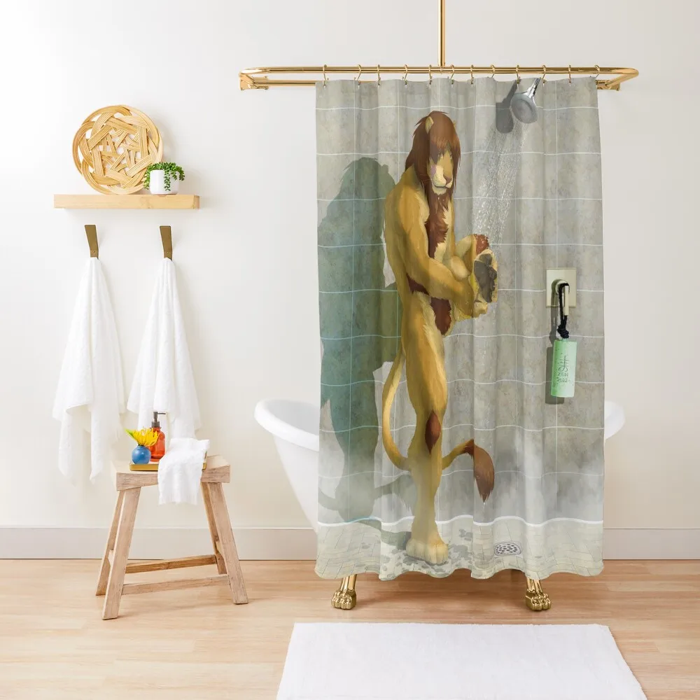 

Shower Buddy - Lion Shower Curtain Waterproof Shower Washable Waterproof Fabric Waterproof Fabric Bathroom Curtain