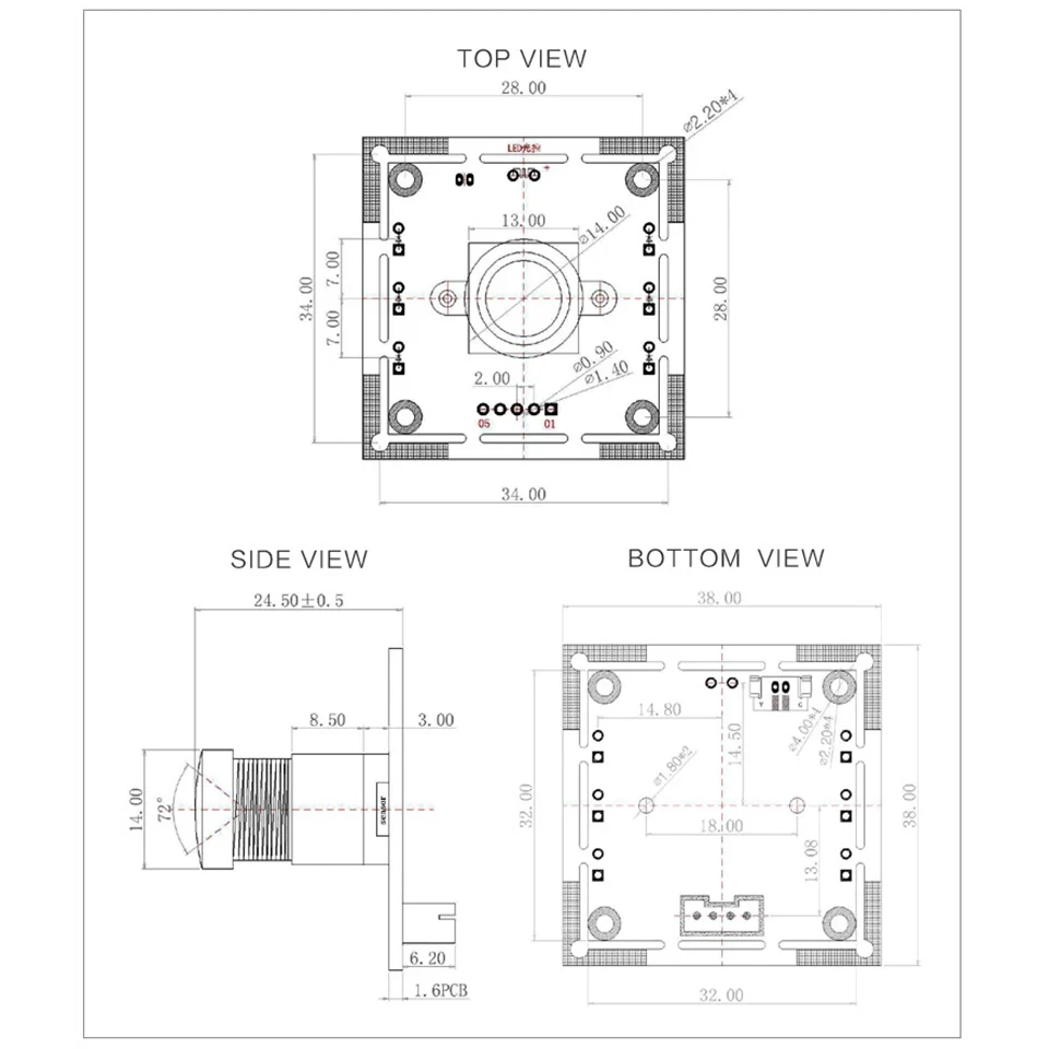 3PCS OV9732 Camera Module 1MP 100 Degree 1280x720 USB Free Driver Adjustable Manual-focus Camera with 2m Cable For Game Project camera module