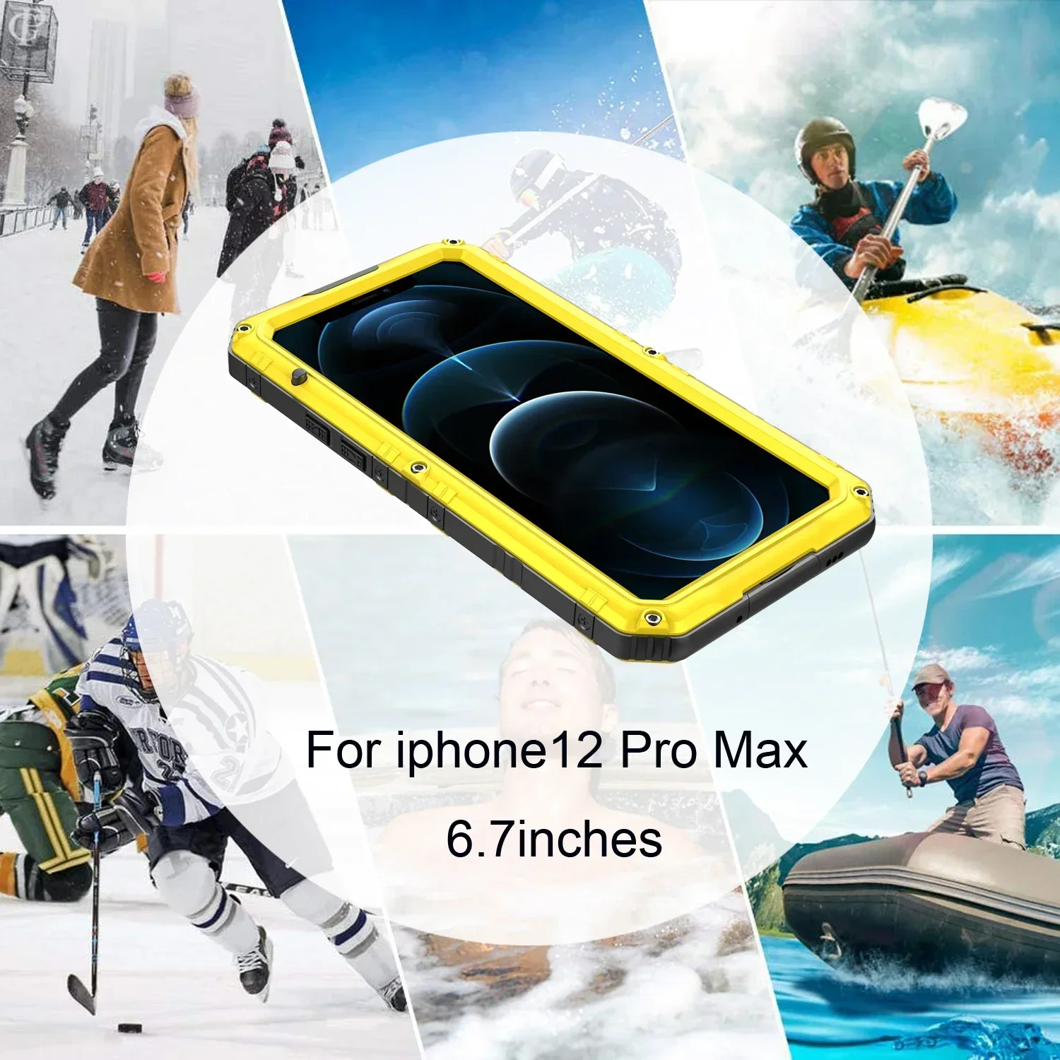 Heavy-duty metal waterproof case for iPhone15 14 13Pro Max Screen Protector iPhone14 Plus 12 11 XS XR Rugged shockproof cover