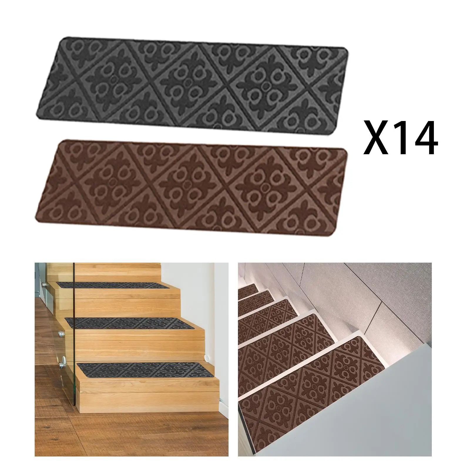 Carpet Stair Treads Set of 14 Rug Washable Stair Runners for 