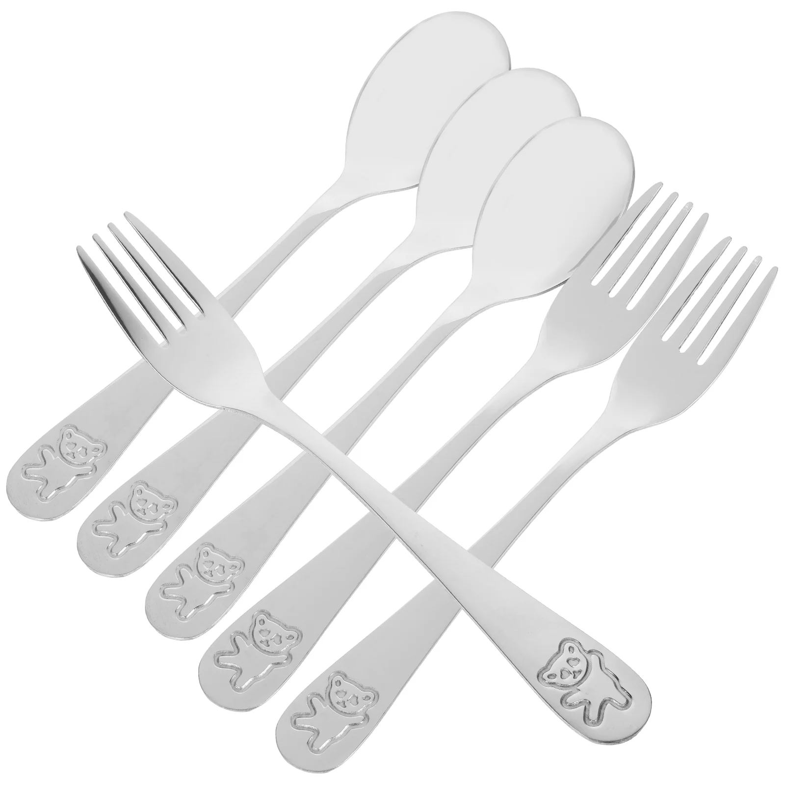 

3 Sets Children's Silverware for Kids Dinnerware Sets Fork Table Dinnerware Utensils Metal 410 Stainless Steel