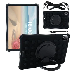Versatile Rotating Handle Grip Stand Silicone Case for Honor Pad 20 2026 (Black Strap - Pen)