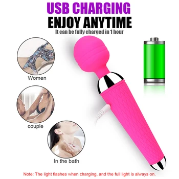 Powerful Clitoris Vibrators USB Recharge Magic Wand AV Vibrator Massager Sexual Wellness Erotic Sex Toys for Women Adult Product 4