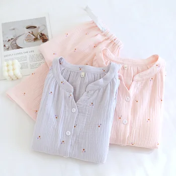 Maternity Pajamas Breastfeeding Clothes Woman Feeding Nightie Autumn Long Sleeve Sleepwear Women's Cotton Wear Pregnant