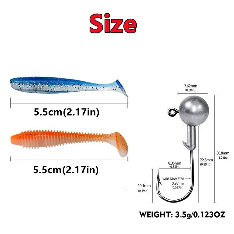 New 50/30/15PC Soft Fishing Lures Kit Silicone Lure Set Artificial Bait Worm with Crank Jig Head Hook Fishing Tackle Accessories 6