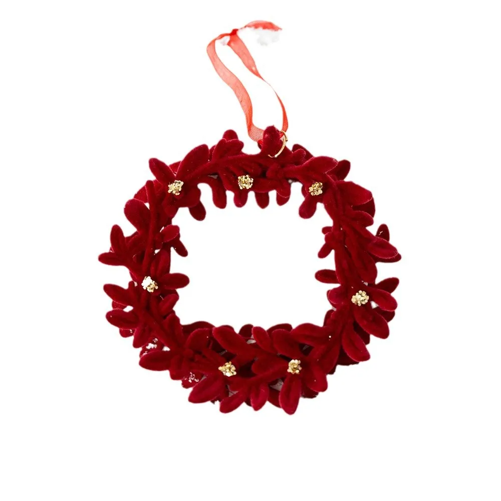 Red Velvet Christmas Tree Pendant Carriage Hanging Ornament Holiday Party Decor Festive & Party Supplies