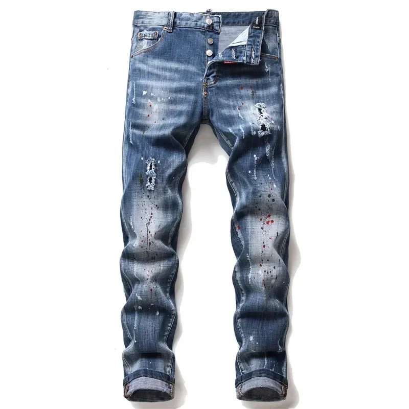 100 chareiharper Men's stretch skinny denim shorts High quality luxury brand Men's street slim jeans classic jeans