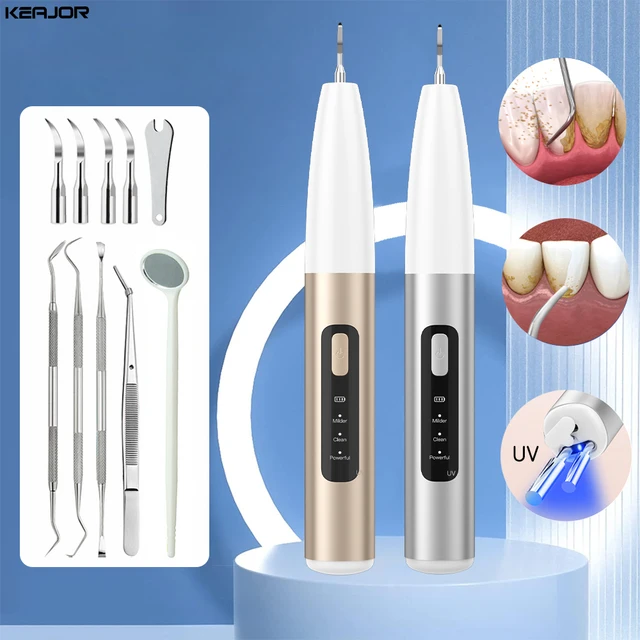 Ultrasonic Tooth Cleaner Electric Dental Calculus Remover Tartar Eliminator Dental Ultrasound Teeth Plaque Removal with UV Light