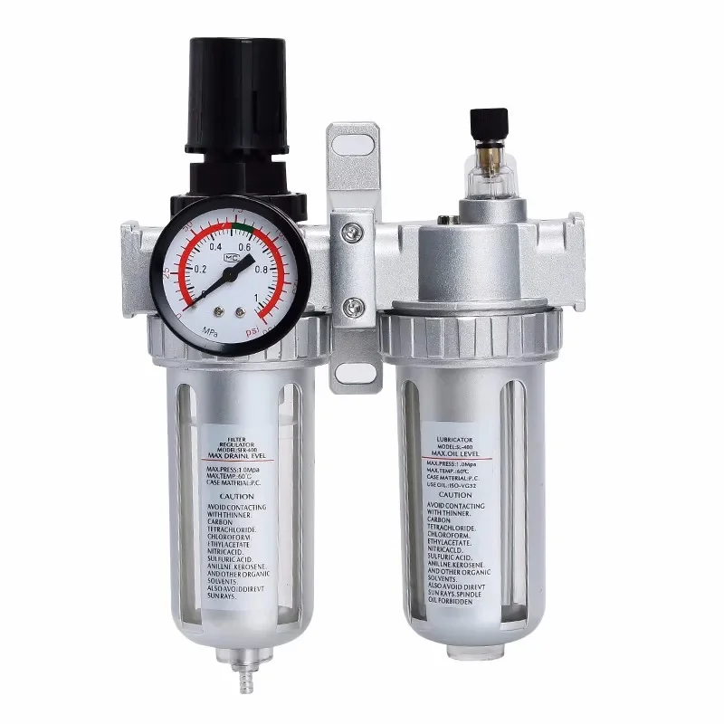 ตัวกรองลมพร้อมเรกูเลเตอร์แยกน้ำมันและน้ำ รุ่น SFC200 1/4 SFC300 SFC400 1/2 สำหรับเครื่องอัดอากาศ อะไหล่ระบบลม 1
