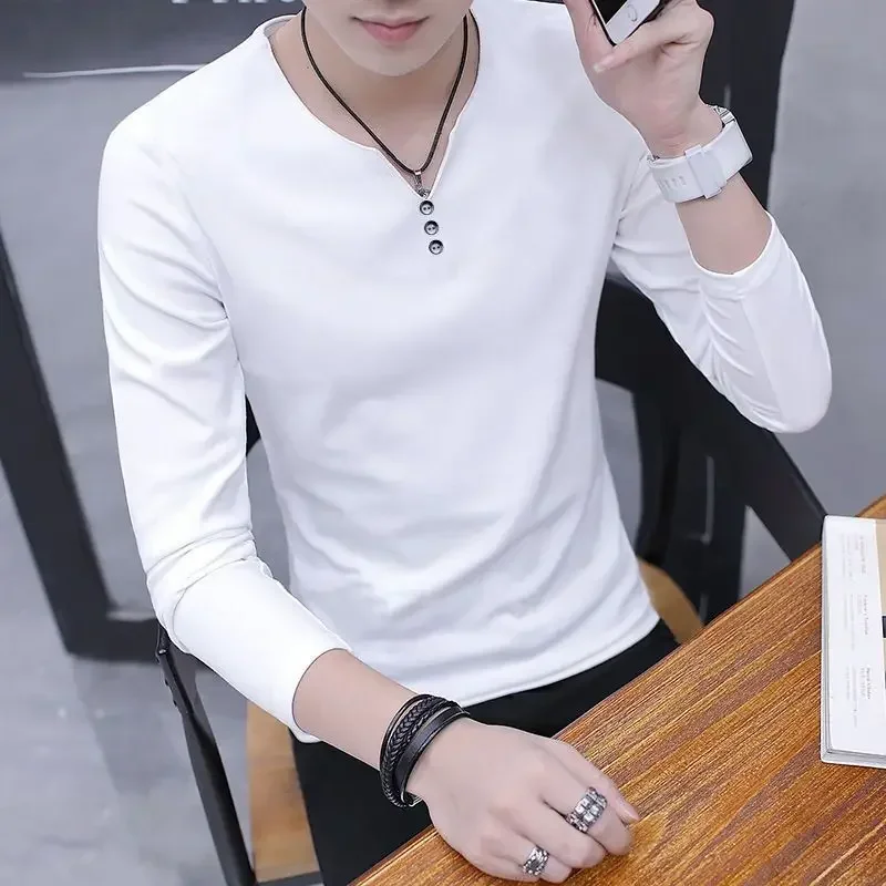 thumbnail image 1 of Ropa para hombre Camiseta estampada con botones y cuello en V para hombre Camiseta de marca alta con citas Harajuku Moda Talla grande XXL Original Casual A, 1 of 5