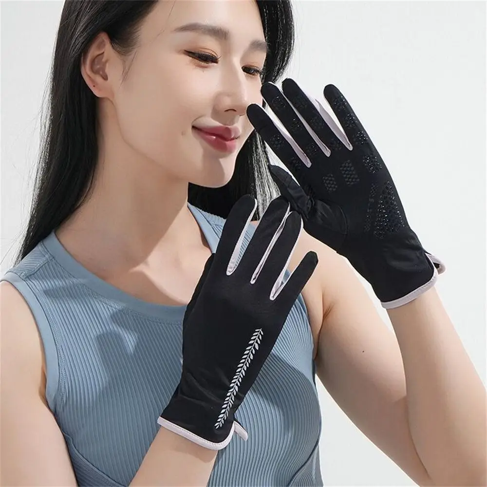 

Thin Sunscreen Gloves Fashion Slip Resistant Elastic Anti-UV Mittens Touch Screen Ice Silk Sun Protection Gloves Running Sports