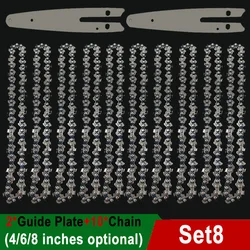 Mini Chainsaw Replacement Chain - 1/4 Steel Accessory for 4/6/8 Inch Electric Chainsaws (Chain Guide Set8)