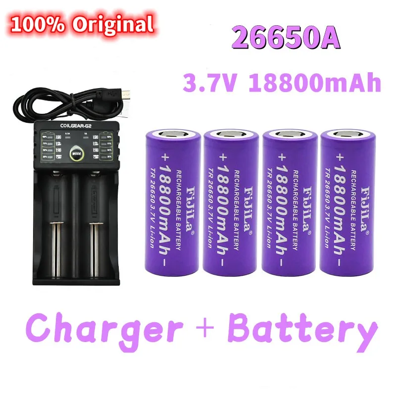 

New 3.7 V 26650 Battery 18800mAh Li-Ion Battery for LED Flashlight Li-Ion Battery Accumulator Battery