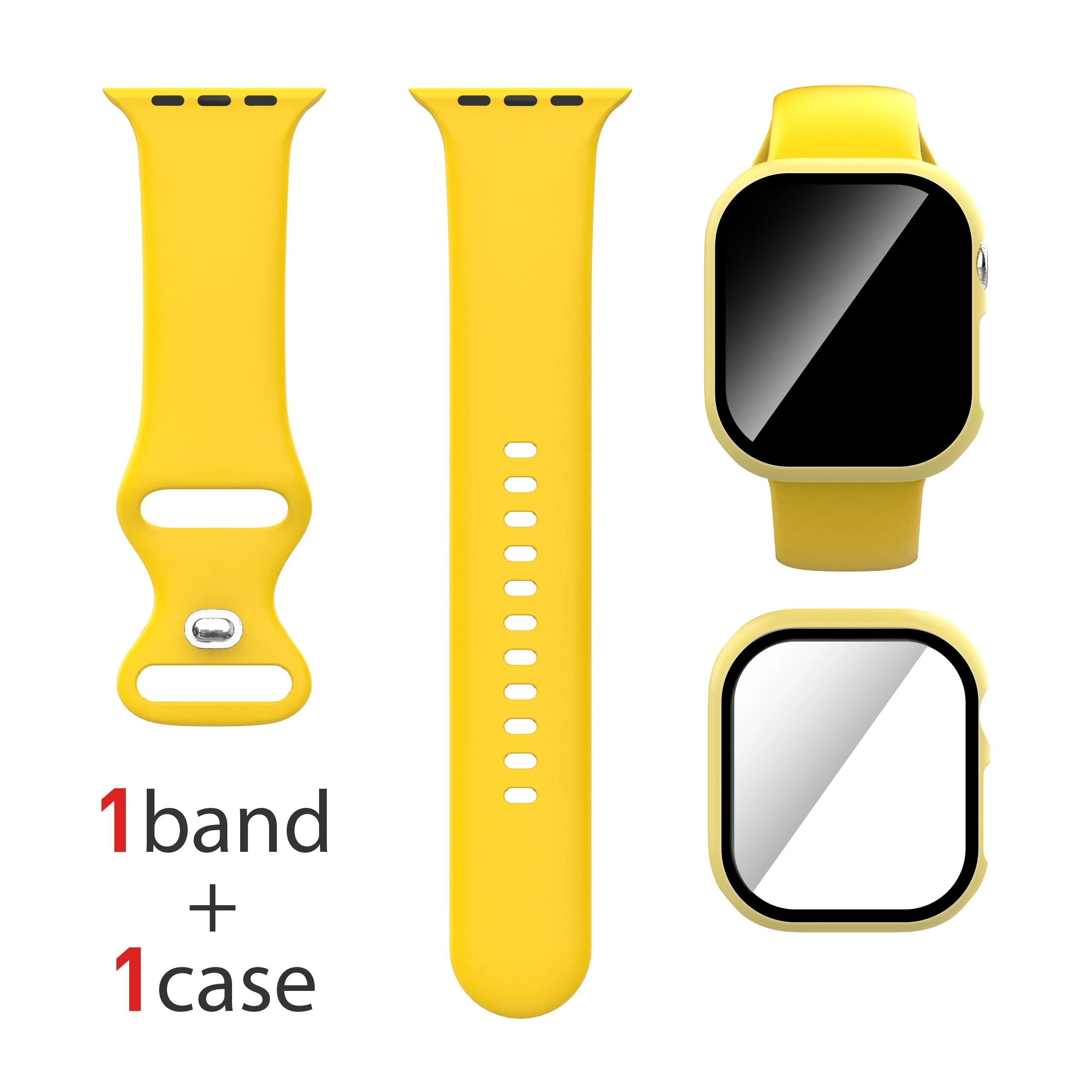 Dual Silicone Strap & Case Set for Apple Watch - Full Coverage Protection in 16 Colors