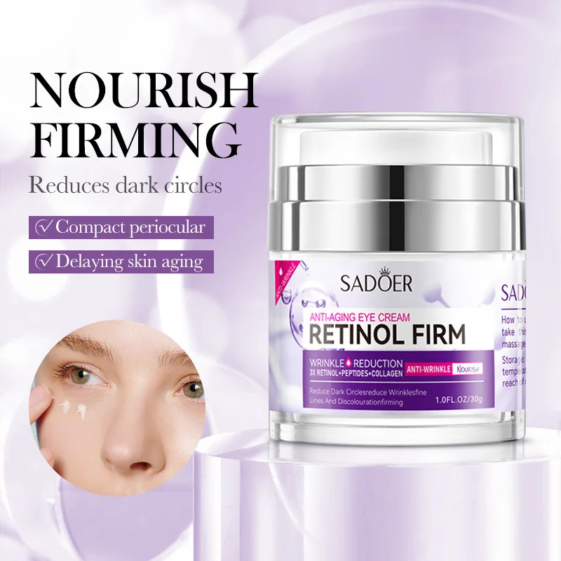 SADOER Retinol Eye Cream Anti Dark Circles Removal Eye Bags Moisturizing Brightening Firming Beauty Eyes Skin Care Products