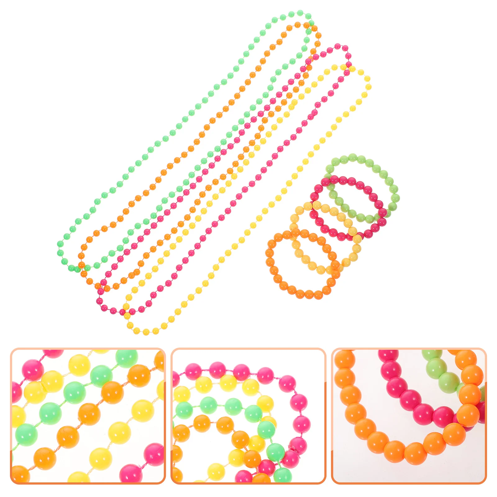 

Neon Bead Necklace Beaded Ball Chain Bracelet Party Dress Accessories (Necklace and Bracelet)