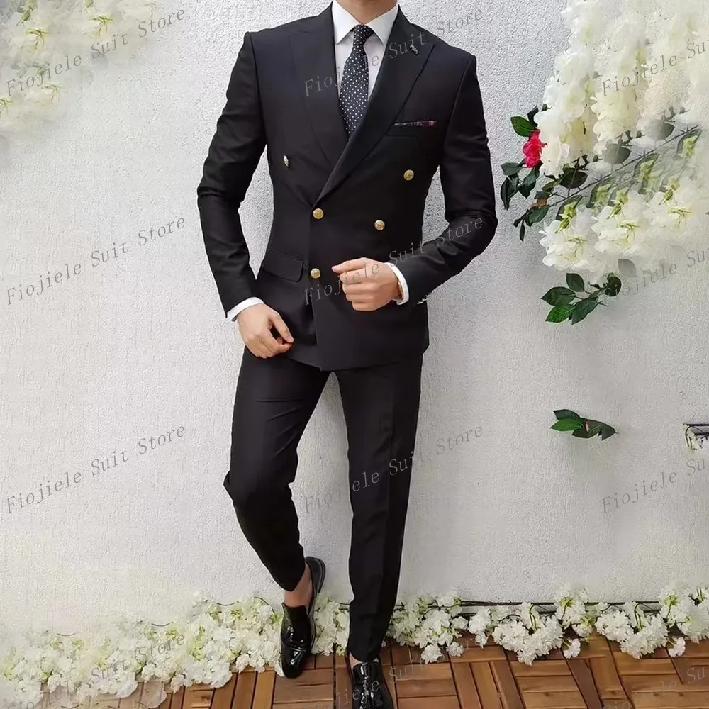

New Black Men Tuxedos Groom Groomsman Wedding Party Prom Formal Occasion Business Suit 2 Piece Set Jacket Pants A01