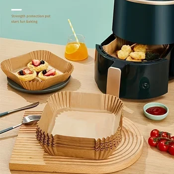 10-200pcs Air Fryer Disposable Paper Liner Square Air Fryer Liner Oil & Waterproof Parchment Paper for Baking Roasting & BBQs Gr 2