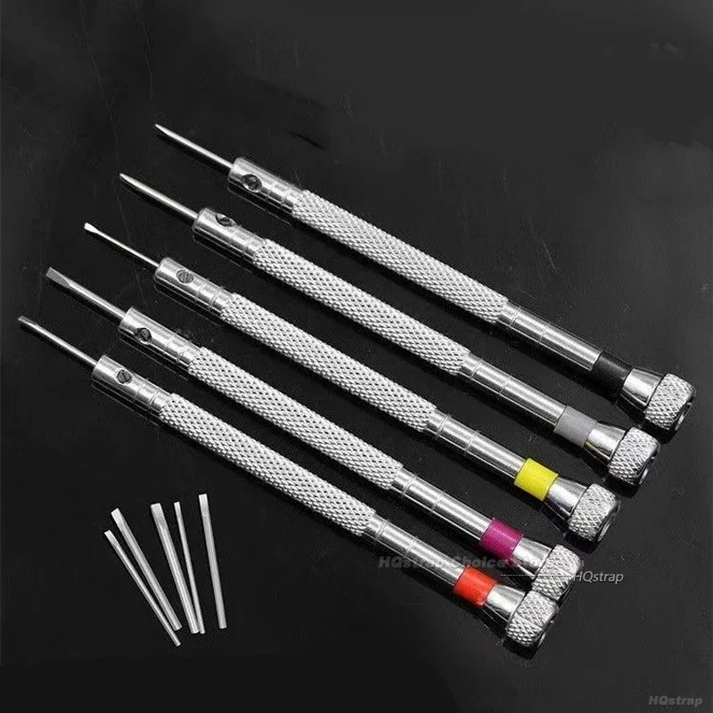 휴대용 시계 도구 5 개/대 0.8-1.6mm 시계 용 스틸 스크루 드라이버 미니 링크 핀으로 밴드 제거 시계 제조 도구