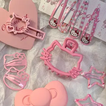 귀여운 헬로 키티 핑크 Bb 클립 컬렉션, 마이 멜로디, 귀여운 소녀 모양 머리핀, 패션 헤어 액세서리, 어린이 선물