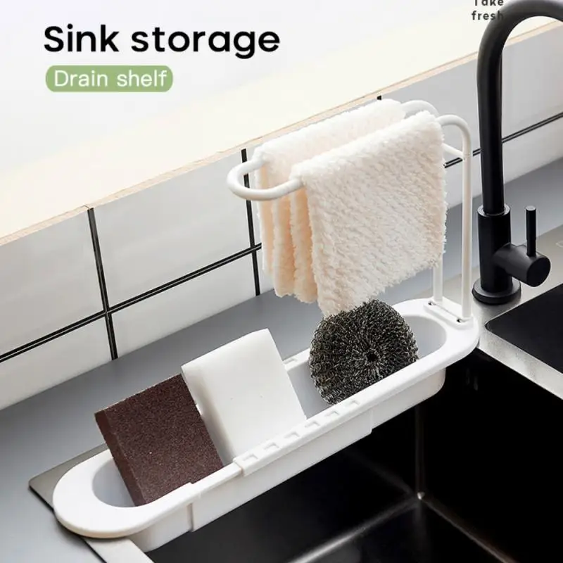 

Sink Drainer Kitchen Organizer Dish Drainer Telescopic Sink Racks Soap Sponge Holder Towel Stand Sink Shelf Tray Kitchen Storage