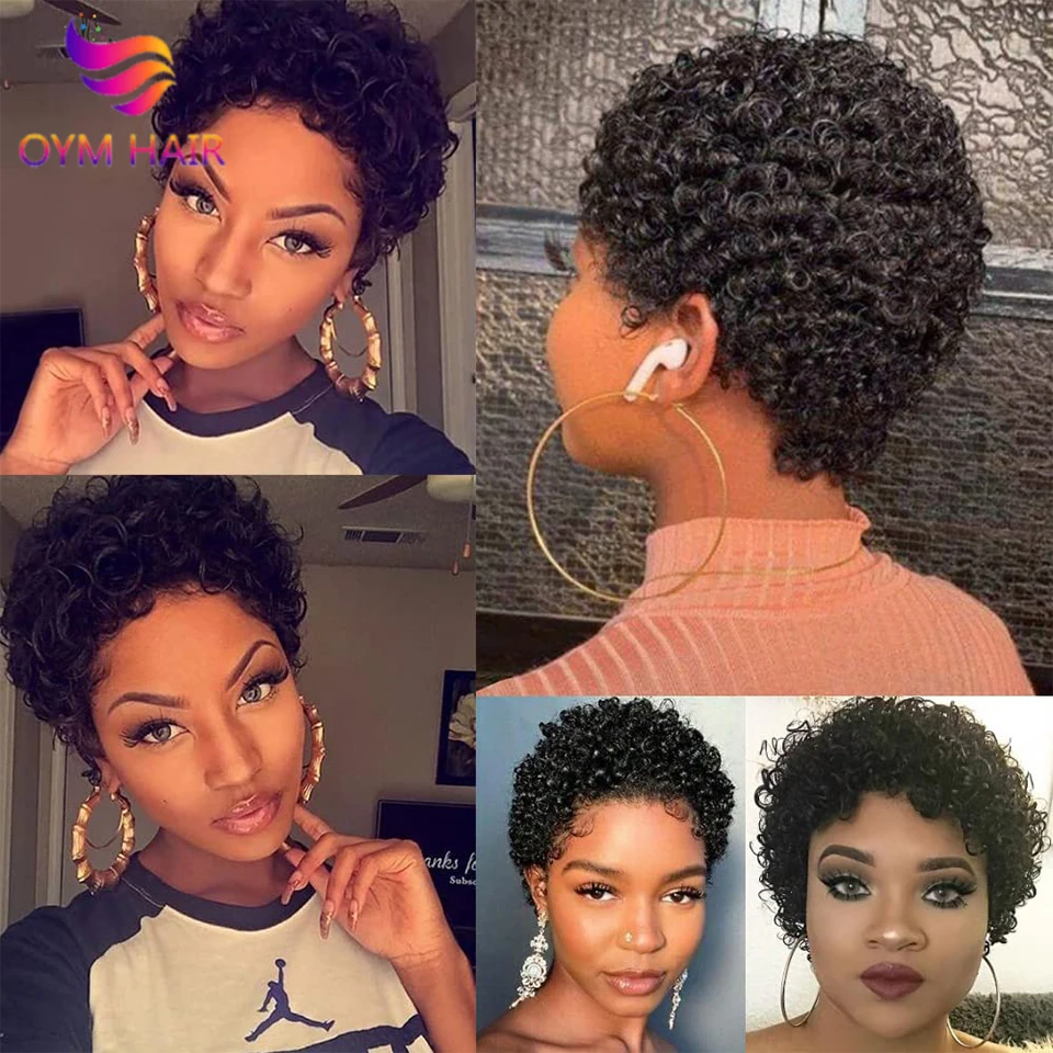 Short Pixie Cut Wigs For Black Women Glueless Curly Wigs Cheap Brazilian Human  Hair Wig Sale Full Machine Made Wig Remy Hair - AliExpress