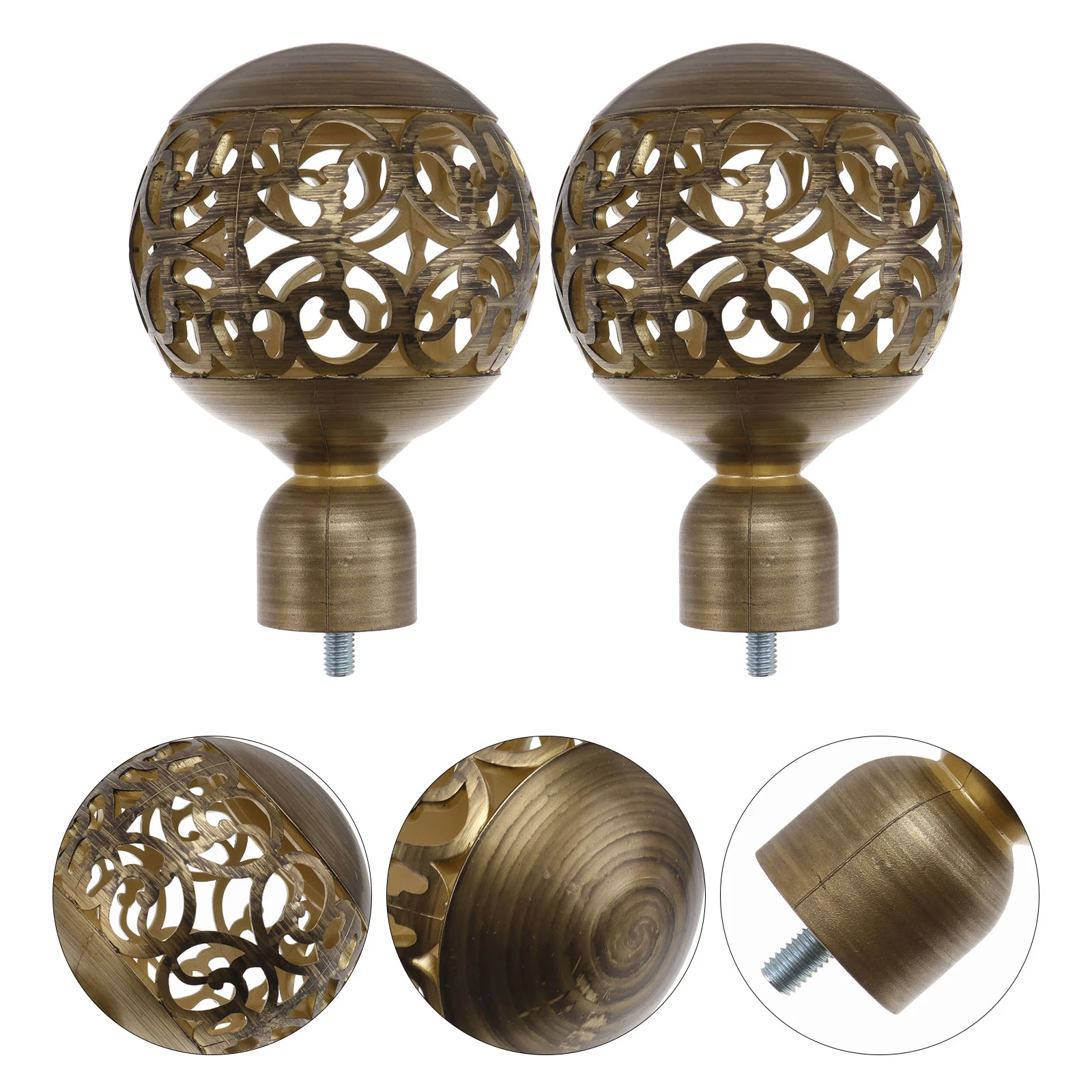 2 Pcs Roman Rod Accessories Curtain Accessory Pole Head Decor End Plug Black Curtains Window