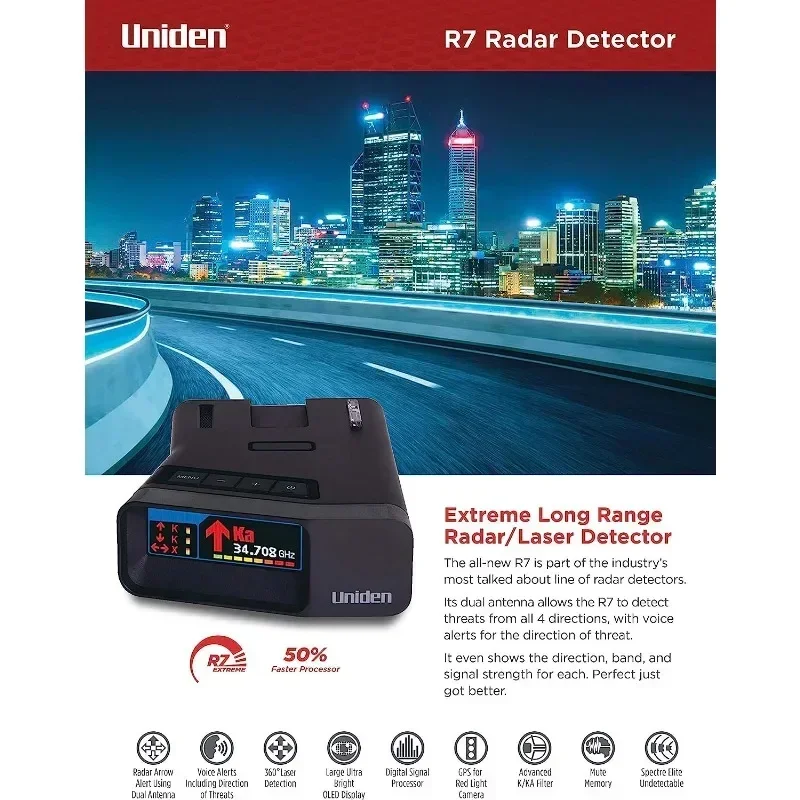 Uniden R7 Long Range Police Laser & Radar Detector with Arrow Alert Bundlefor, R1, R3, DFR6, DFR7, DFR8, DFR9 Radar Detectors 6