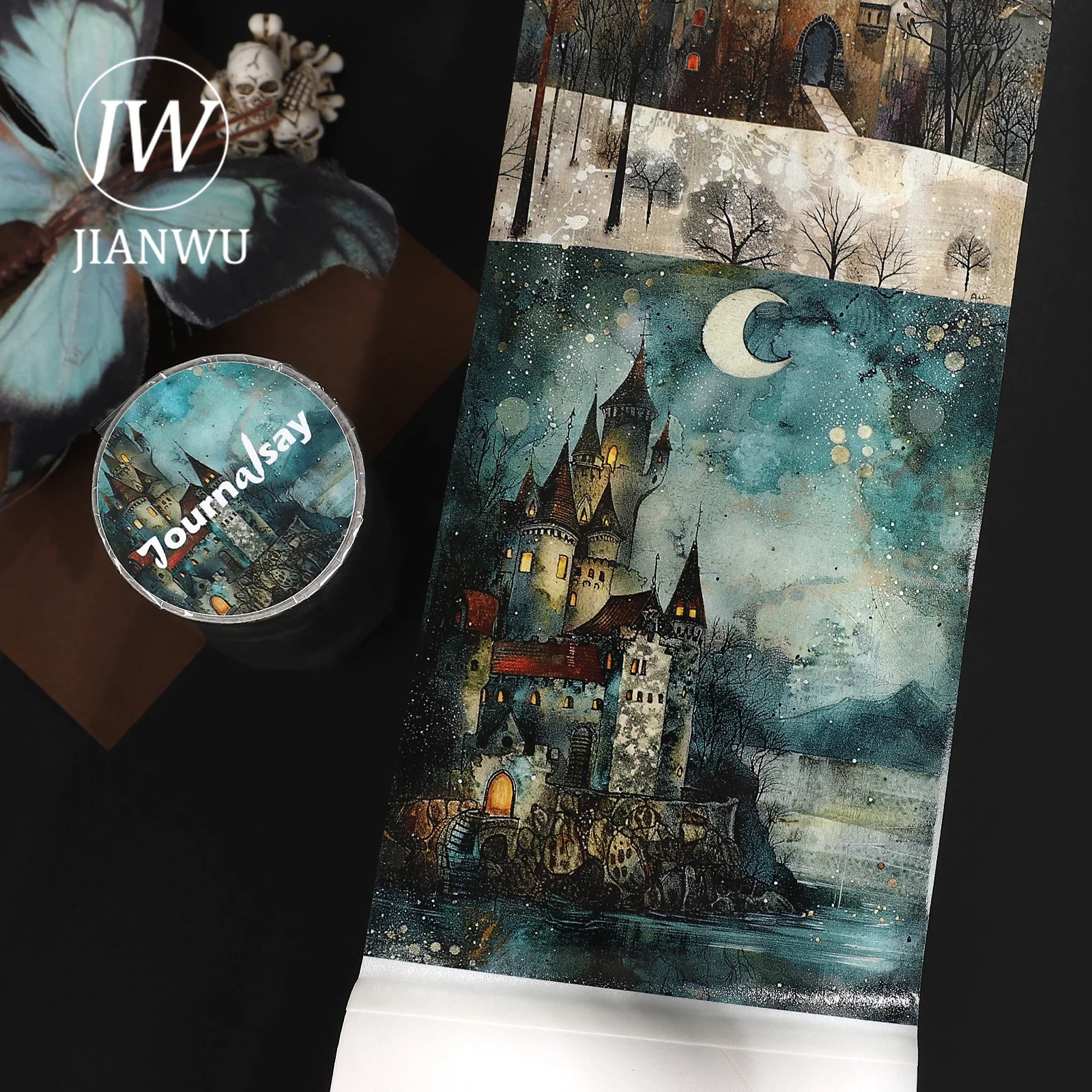 JIANWU 80mm * 205cm 빈티지 동화 성 풍경 소재 콜라주 스크랩북킹 와시 테이프 크리 에이 티브 DIY 저널 문구