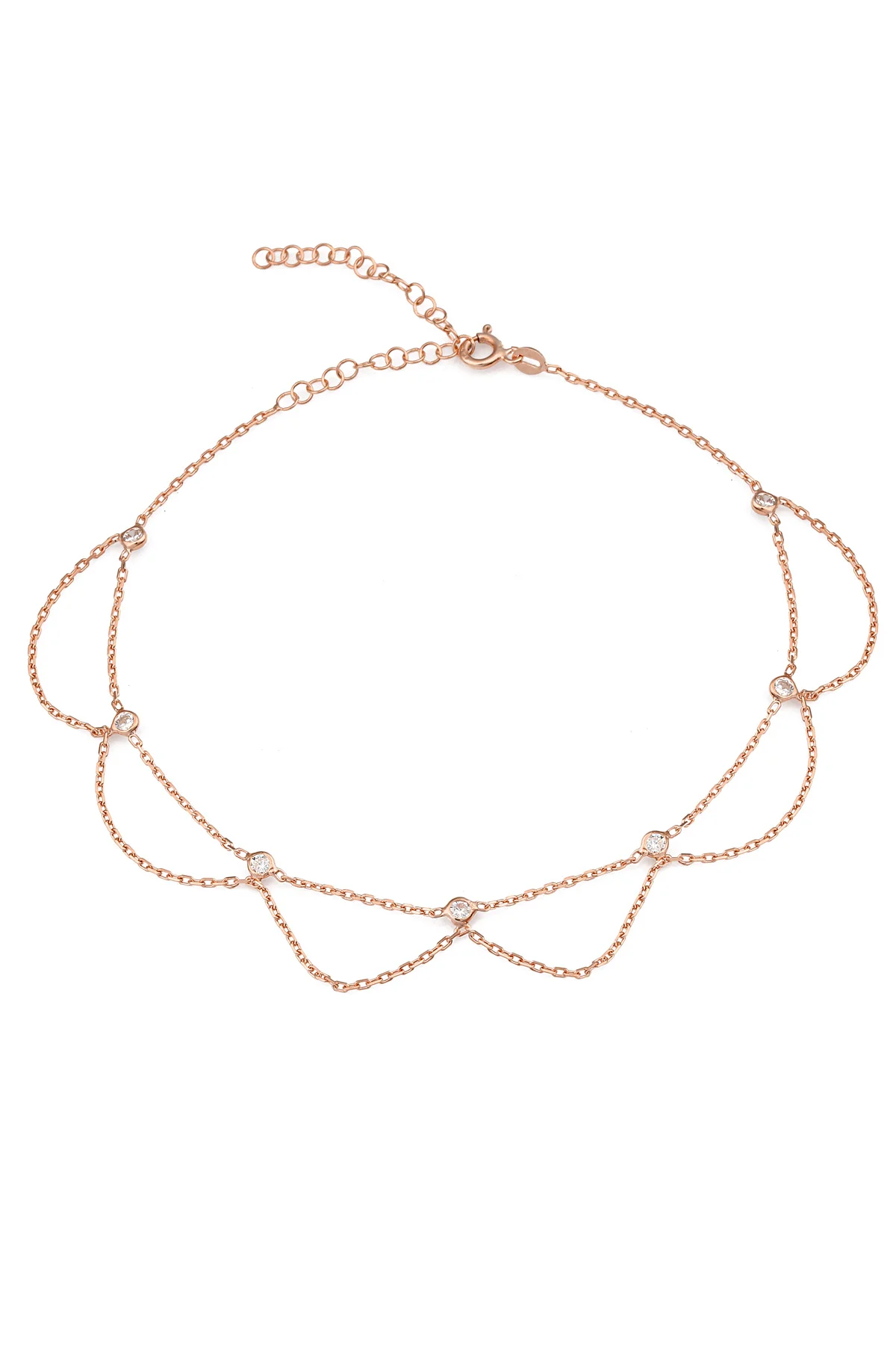 

Браслет на ногу из циркония и розового золота