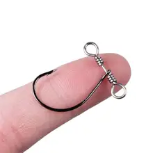  Long Shank Down shot Rig Hook Drop Shot Hook Wide gap Worm Hook Swivel Fishing Hook for Soft Lure Bass Fishing 