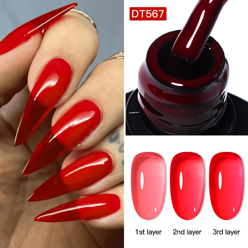 MEET ACROSS 8Pcs/Set Jelly Glass Gel Nail Polish Set Crystal Nude Pink Semi Permanent UV Gel Kit For Naill Art Manicure Vernis 2