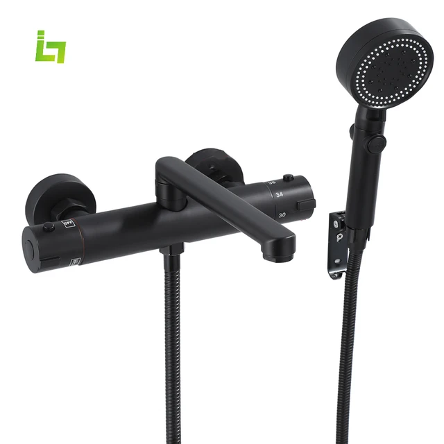 ก๊อกอ่างอาบน้ำแบบติดผนังก๊อกก๊อกก๊อกยาวสองฟังก์ชั่นก๊อกน้ำฝักบัวก๊อกควบคุมอุณหภูมิแบบหมุนฝักบัวมือถือ 1