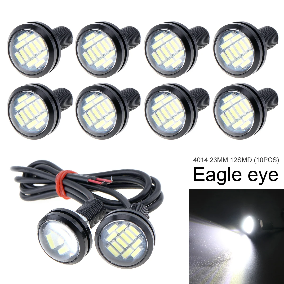 

10pcs 23mm 18W Car Signal Lamp Universal 4014 12SMD 1800LM White Eagle Eye Waterproof 12V Car Fog Light Day Running Led Lights