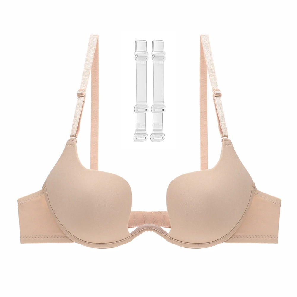 Fashion Backless Bra Invisible Linger Push Up Women Clear Strapless C D Cup Deep Bra  Adjustable Underwear Comfortable  Bralette