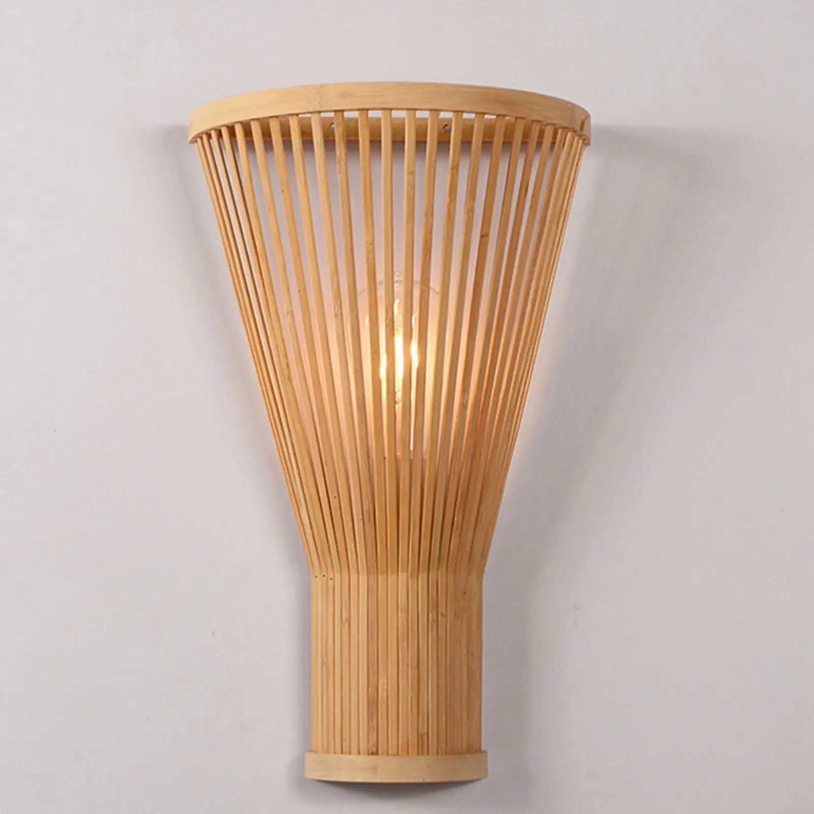 Retro Bamboo Wickert Wall Lamp Sconce LED E27 Rattan Shade Woven for Decor