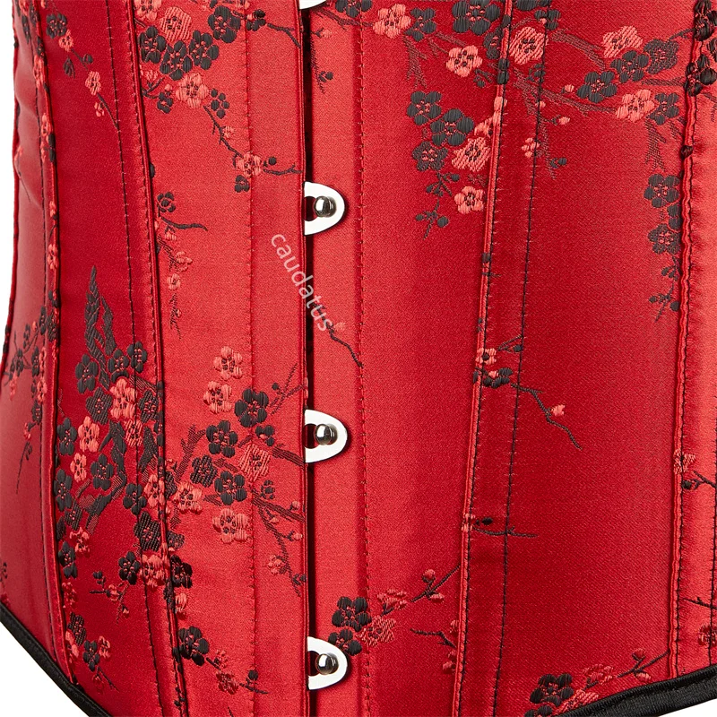 Red Corset Top Bustier Halter Strap Embroidery Flower Plus Size Overbust Burlesque Sexy Lingerie Women Black DropShipping