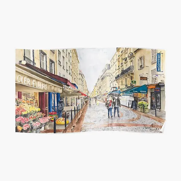 

Цветочный плакат с изображением Парижской улицы под дождем, винтажная настенная живопись, забавная современная домашняя Художественная печать, декоративная картина без рамки