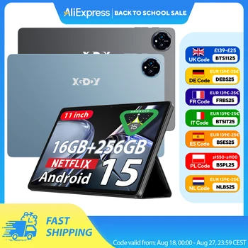 XGODY 2025 Q17 Tablet A573 Octa-Core CPU 11 pollici 2K HD Touch Screen 16GB RAM 256GB ROM Android 15 8000mAh 13MP + 8MP Fotocamera 1