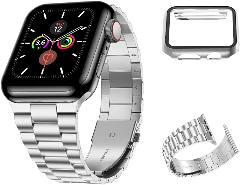 

Metal Band+PC Case For Apple Watch 9 8 7 45mm 41mm Stainless Steel Bracelet Wristband iWatch 6 5 4 SE 44mm 40mm 42mm 38mm Cover