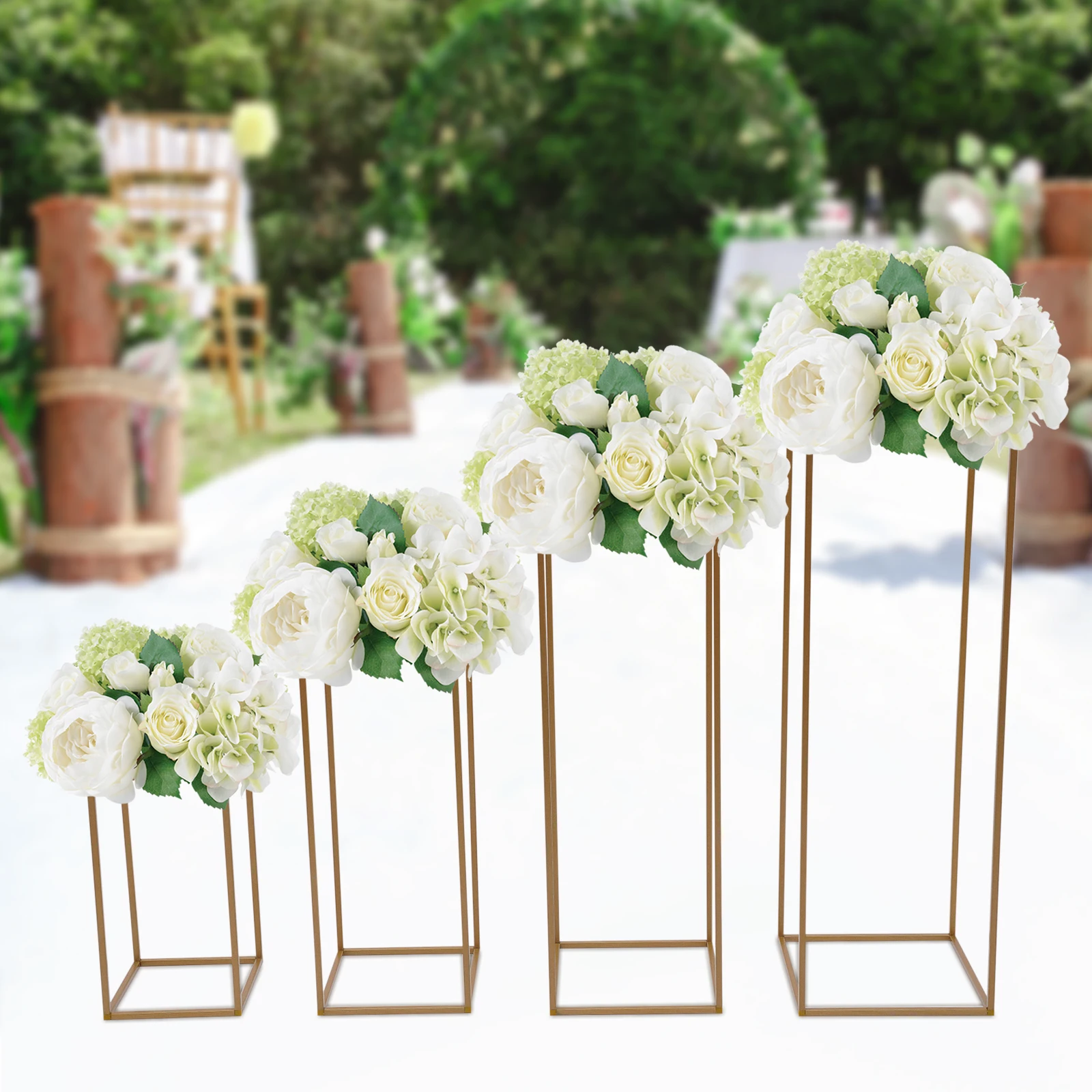 4Pcs Metal Plating Floral Decor Vase Floor Column Stand Road Lead Wedding Supply wedding flower stand
