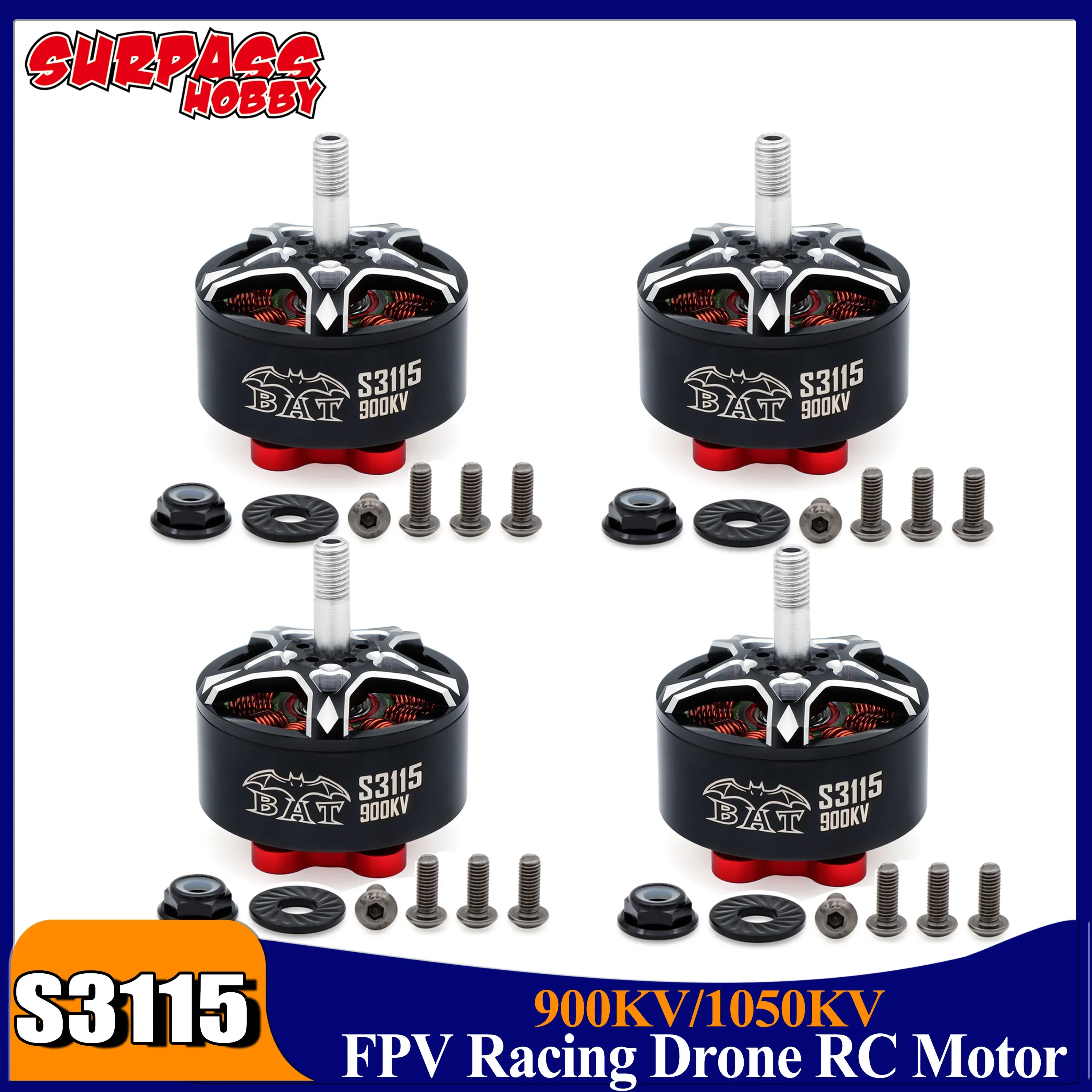 

3115 900KV 1050KV 5-8S 4PCS Outrunner Brushless Motor for FPV Racing Drone Quadcopter Multicopter Long Range X Class