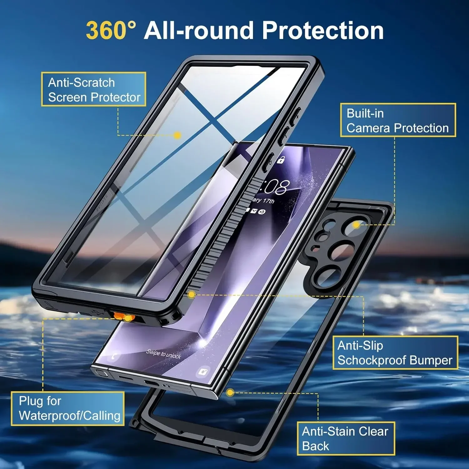 IP68 Waterproof Case For Samsung S25 Ultra S24 FE S24 Note 20