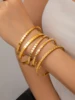 1PC Titanium Honeycomb  Steel Stainless Steel Zircon Gold Plated Bracelet with Classic and Simple Style Women's Daily Wear gift 1