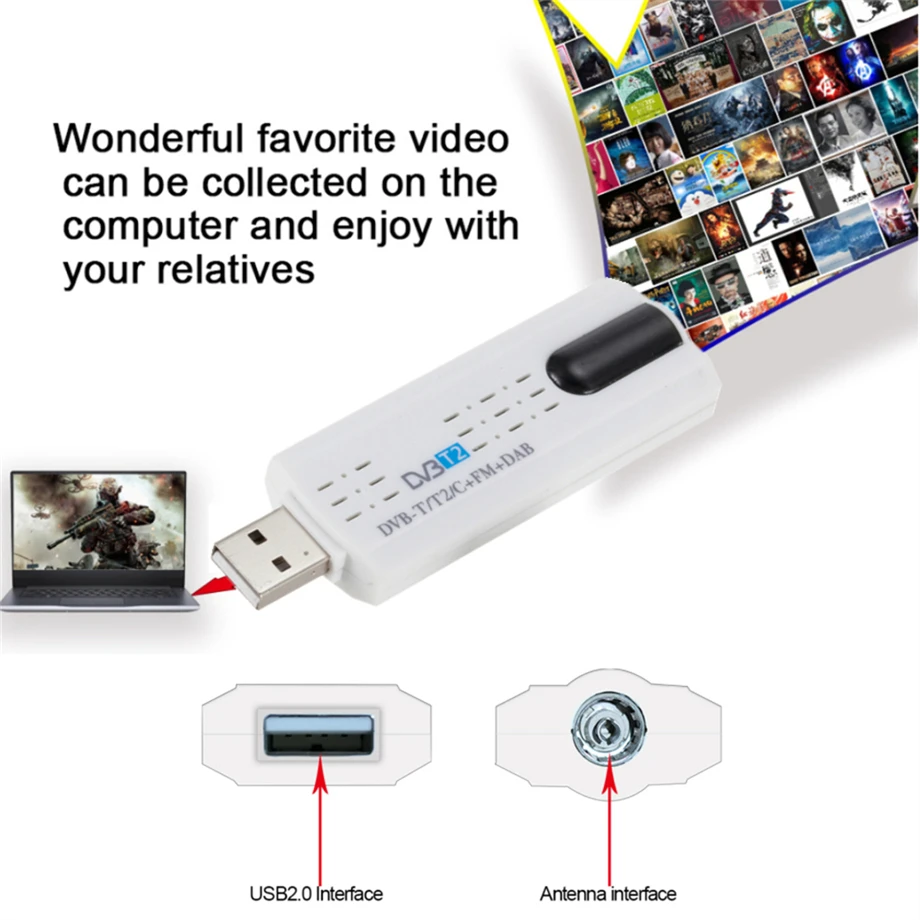 Digital Satellite Dvb T2 Fm Usb Tv Stick Tuner With Antenna Hdtv Remote  Receiver For Dvb-t2/dvb-c/fm/dab Pc Laptop Tv