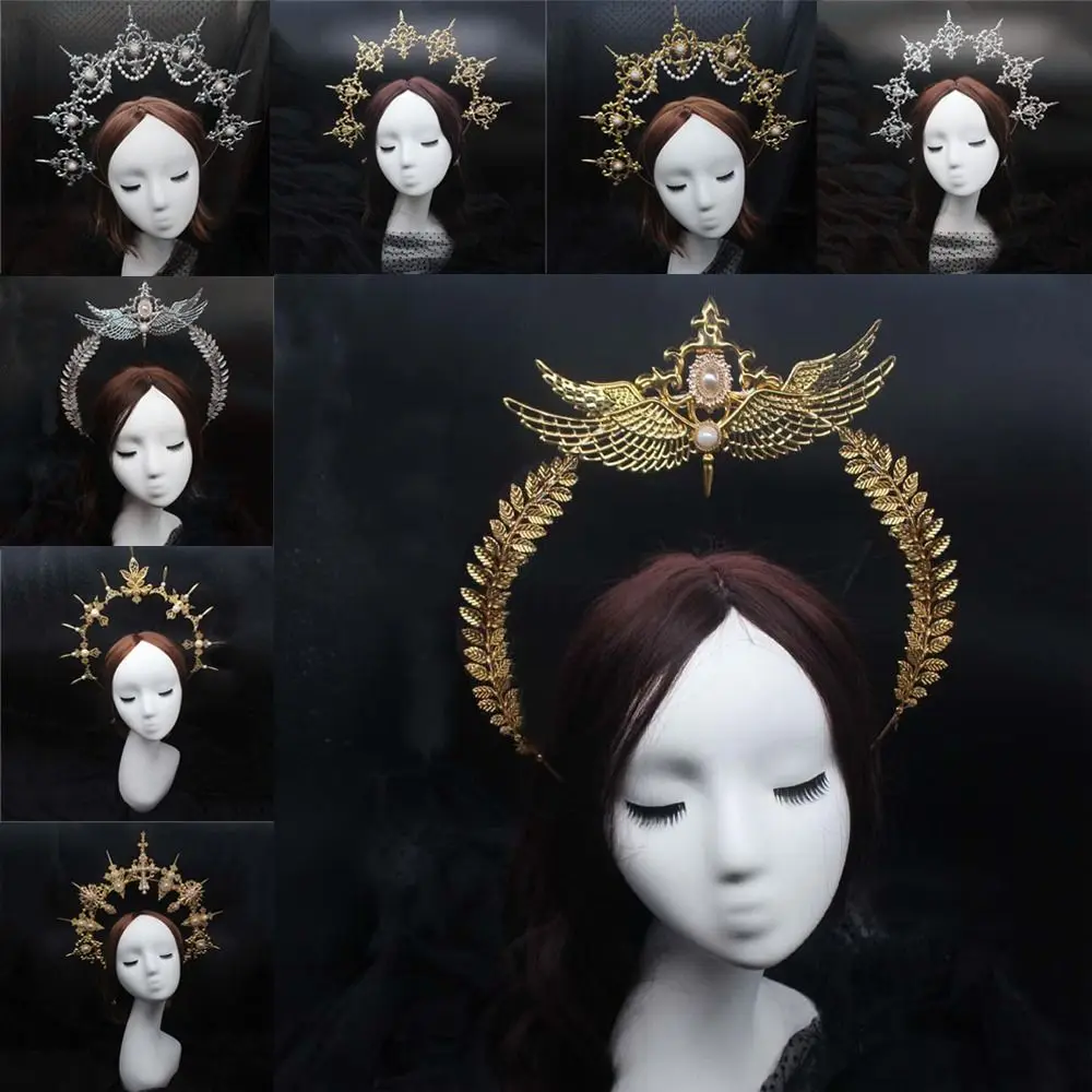 

DIY Gothic Lolita Tiara Crown Headband DIY Material Package Halloween Vintage Sun Goddess Baroque Halo Wedding Headpiece Parts