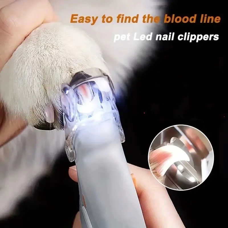 Pet Nail Clipper LED Light Dog Cat Multifunction Trimmer Pet Cleaning Grooming Supplies